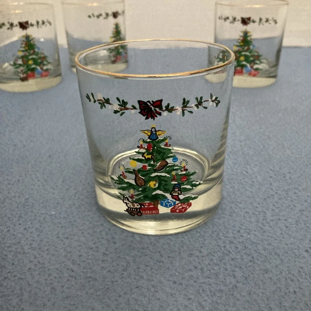 VTG Holiday by Montgomery‎ Wards Christmas Tree Old Fashion Glasses - Set of 4